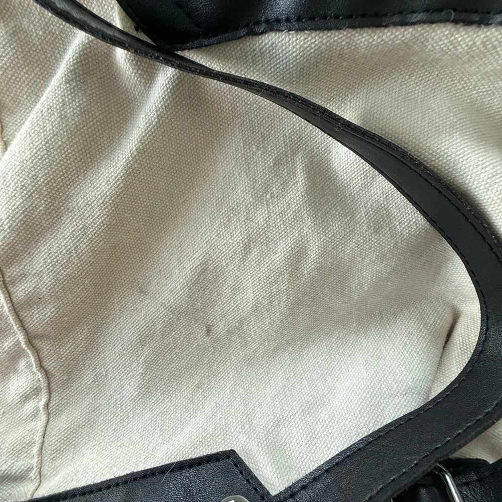 Deux Lux Canvas & Vegan Leather Backpack – Cream & Black - Picture 11 of 13
